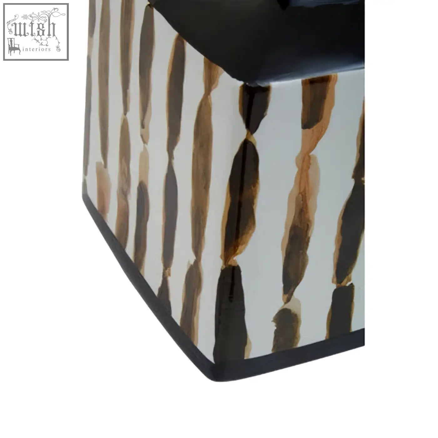 Black and white striped ceramic jar with glossy finish perfect small ceramic jar for stylish storage