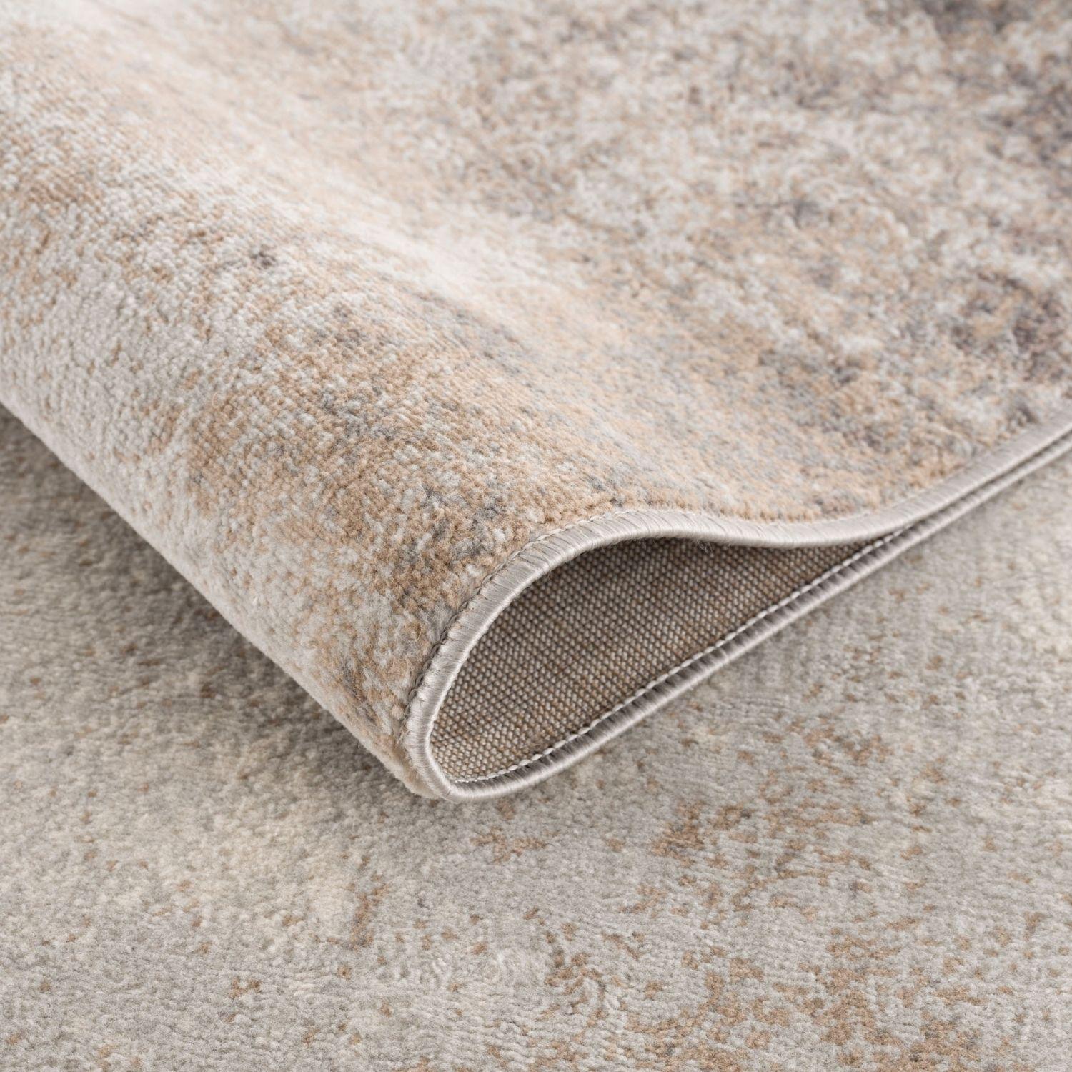 Beige and taupe textured montana abstract brown rug with soft plush pile and subtle distressed abstract brown rug design