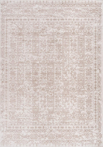 Beige rug with intricate floral and geometric patterns in cream tones montana cream vintage style area rug