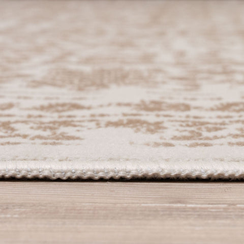 Beige rug montana cream with textured surface and woven border perfect for cozy living spaces