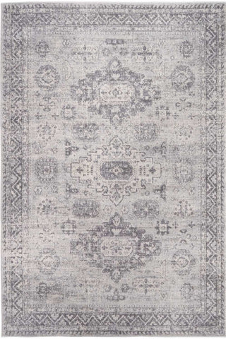 Gray and white montana vintage grey rug with intricate geometric and floral patterns in a vintage style area rug