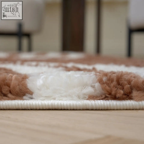 A plush moodi shaggy terra tawny rug with a soft beige and white shaggy texture perfect for cozy spaces