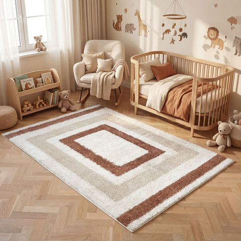 Moodi Shaggy Cream/Terra Slatefern Rug