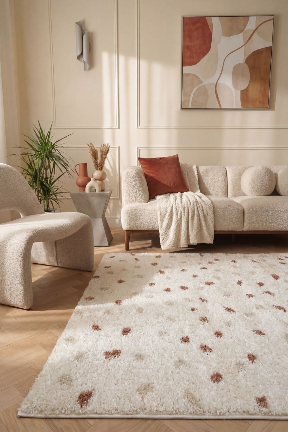Moodi Shaggy Cream/Terra Biscotti Rug