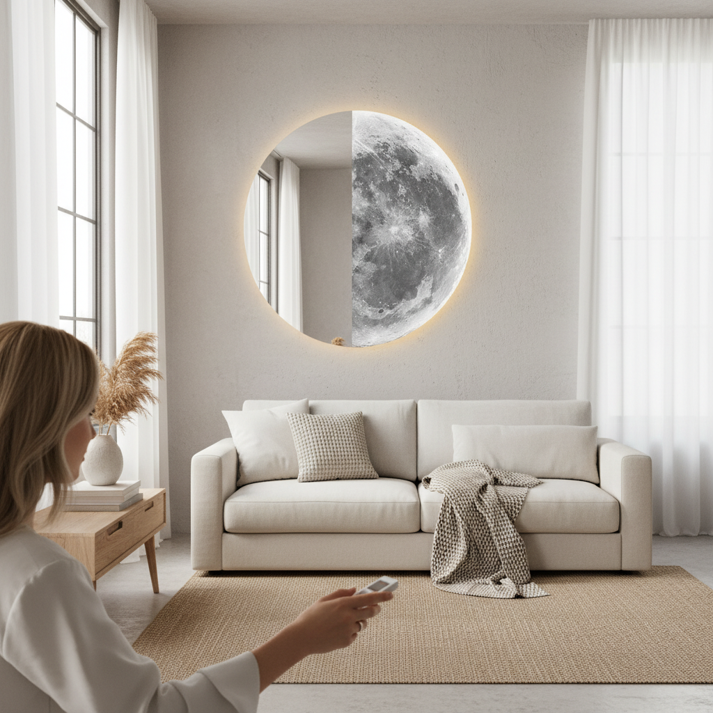 Moon Wall Painting Lamp Creative Minimalist Living Room