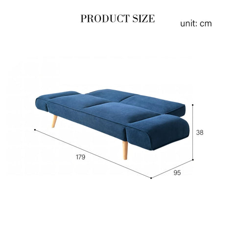 Navy blue velvet morales foldable sofa bed with light wood legs ideal as a kid sofa bed and foldable sofa bed