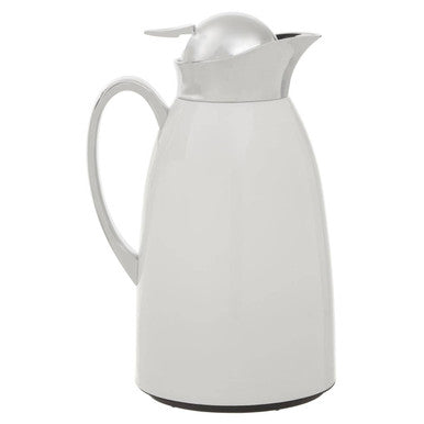 White ceramic vacuum jug morar white vacuum jug with sleek curved handle and silver-toned lid