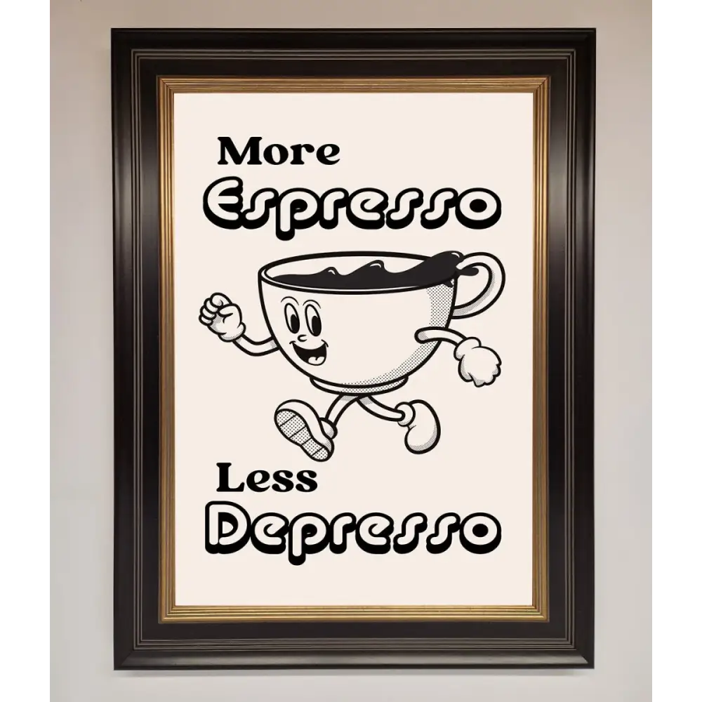 More Espresso Framed Print - A3 (29.7 x 42 cm) / Black Gold - Framed Print