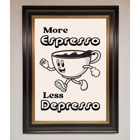 More Espresso Framed Print - A3 (29.7 x 42 cm) / Black Gold - Framed Print