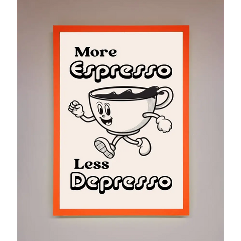 More Espresso Framed Print - A3 (29.7 x 42 cm) / Neon Orange - Framed Print
