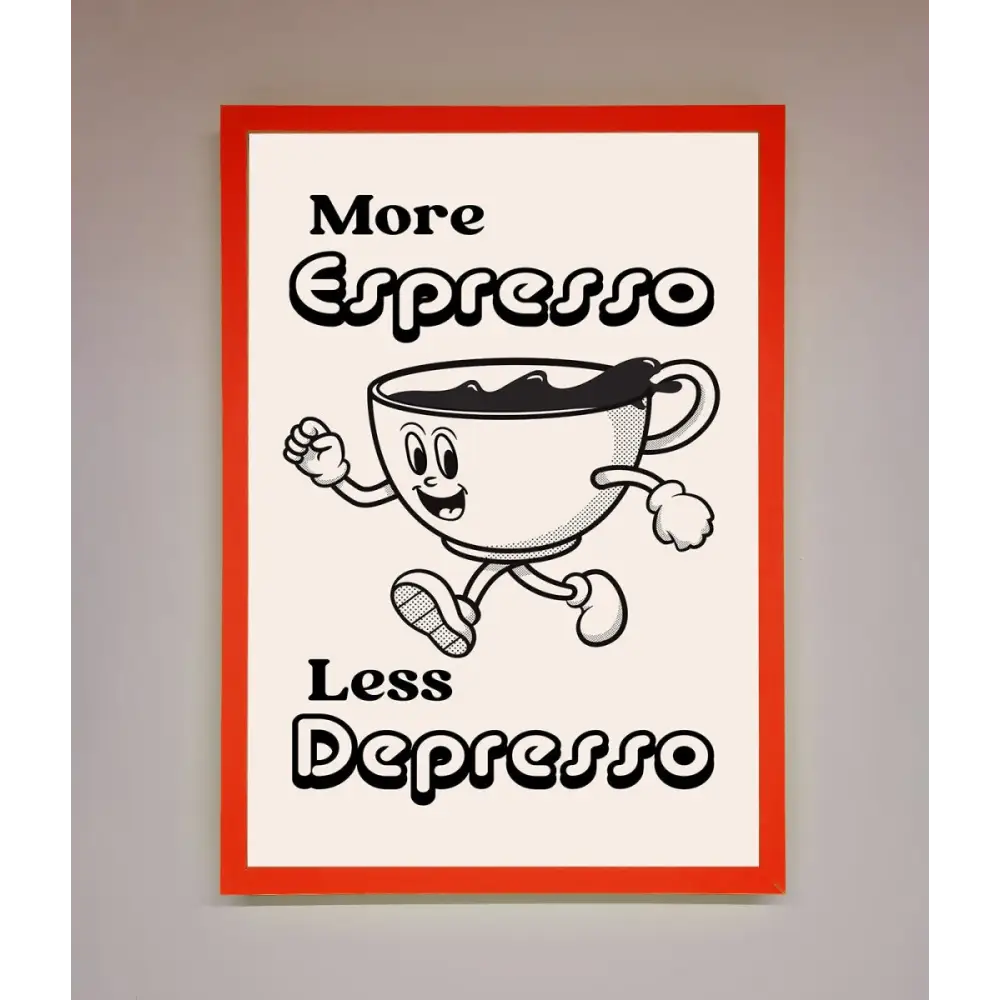 More Espresso Framed Print - A3 (29.7 x 42 cm) / Neon Red - Framed Print