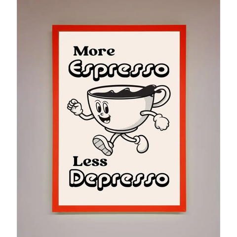 More Espresso Framed Print - A3 (29.7 x 42 cm) / Neon Red - Framed Print