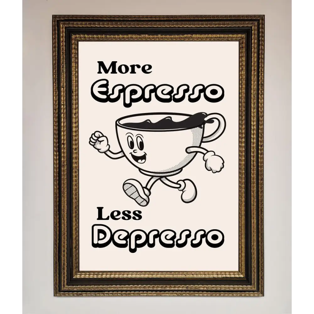 More Espresso Framed Print - A3 (29.7 x 42 cm) / Ornate Gold Black - Framed Print