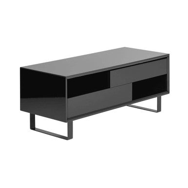 Moritz black high gloss coffee table with sleek metal legs and minimalist drawer design in black high gloss finish