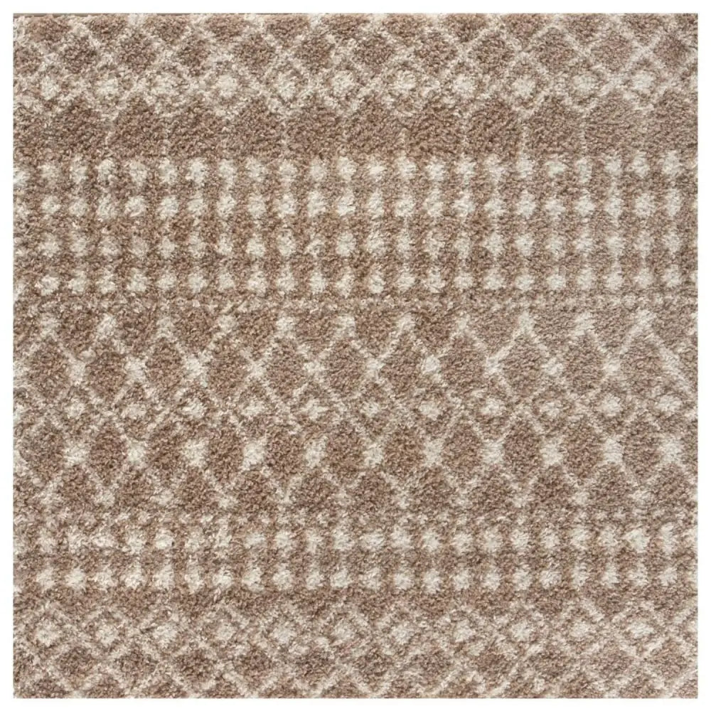 Moroccan Beige Shaggy Rug | 1020 - 120X120 cm - Rugs