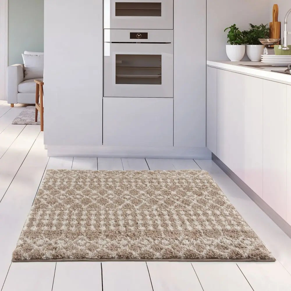 Moroccan Beige Shaggy Rug | 1020 - Rugs