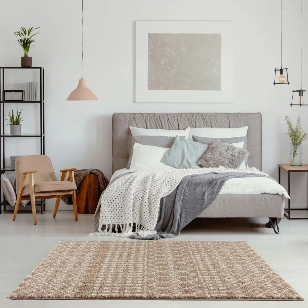 Moroccan Beige Shaggy Rug | 1020 - Rugs