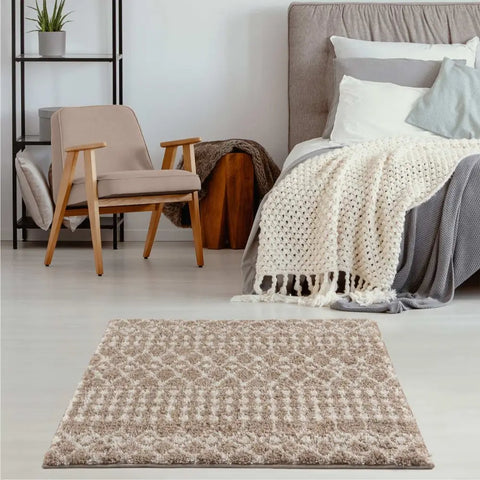 Moroccan Beige Shaggy Rug | 1020 - Rugs