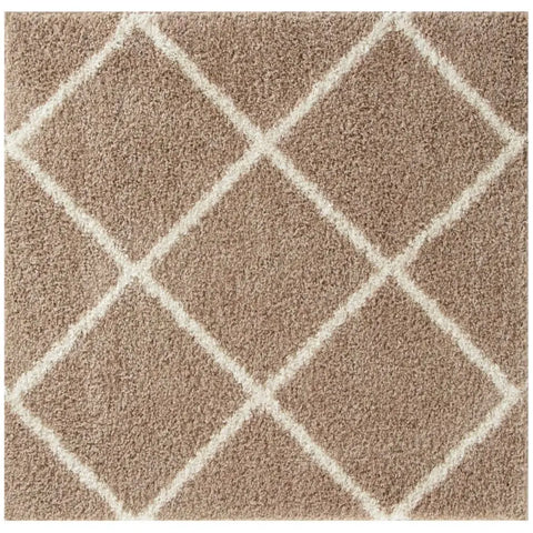 Moroccan Beige Shaggy Rug | 520 - 120X120 cm - Rugs
