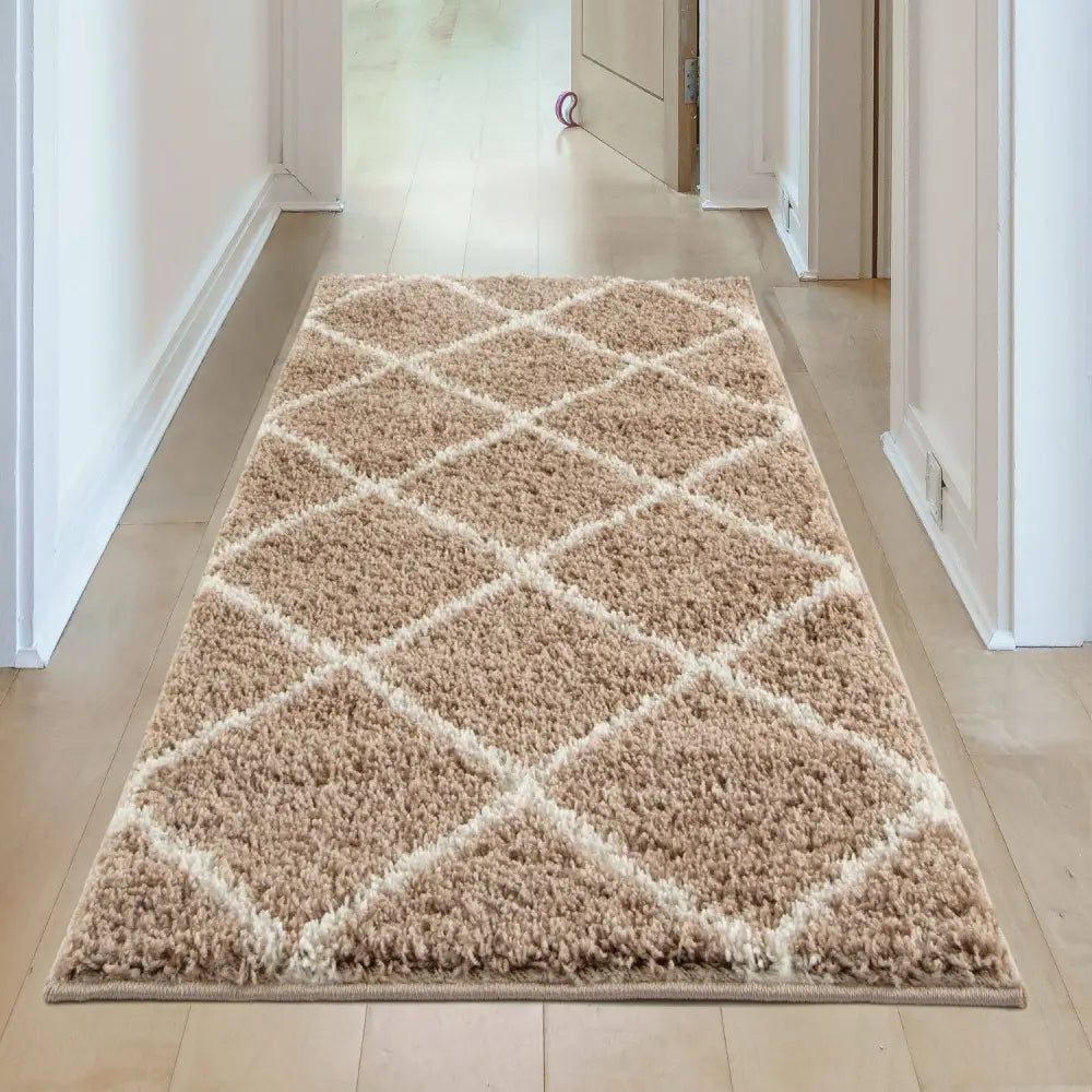 Moroccan Beige Shaggy Rug | 520 - Rugs