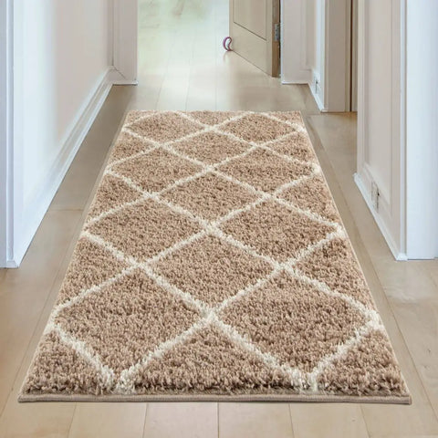 Moroccan Beige Shaggy Rug | 520 - Rugs