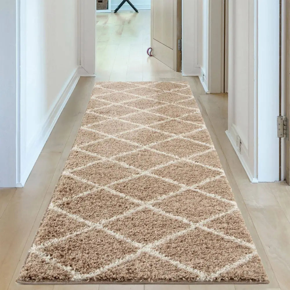 Moroccan Beige Shaggy Rug | 520 - Rugs