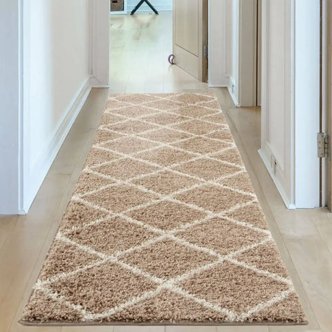 Moroccan Beige Shaggy Rug | 520 - Rugs