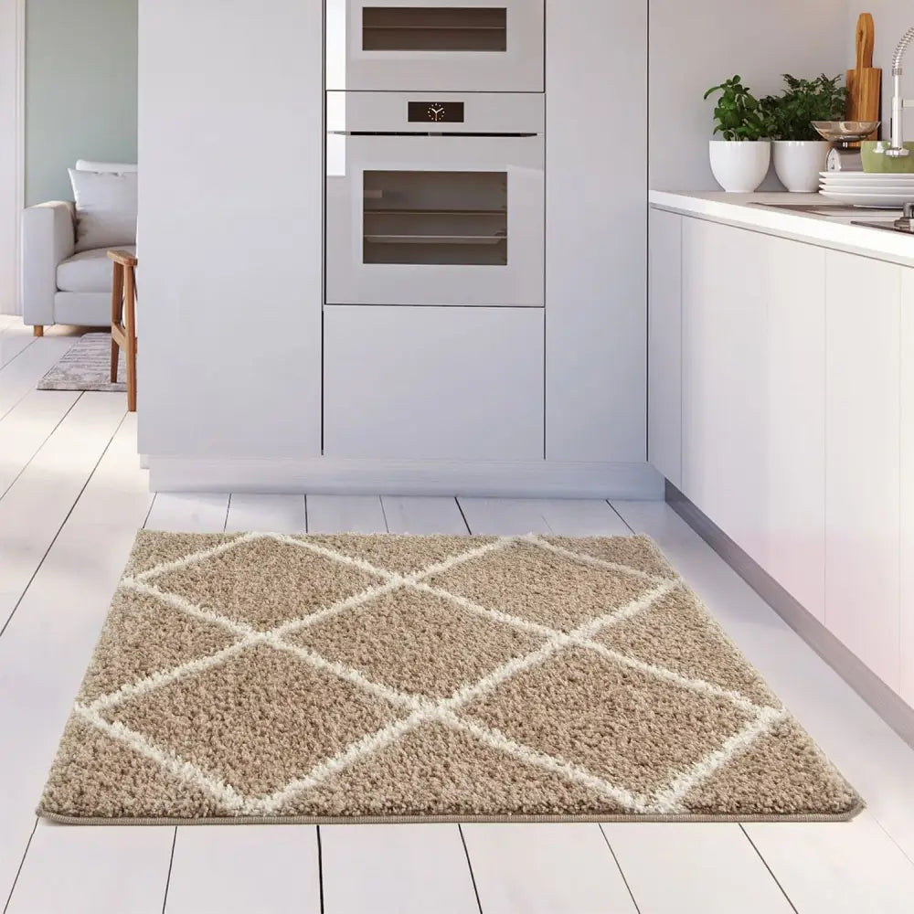 Moroccan Beige Shaggy Rug | 520 - Rugs