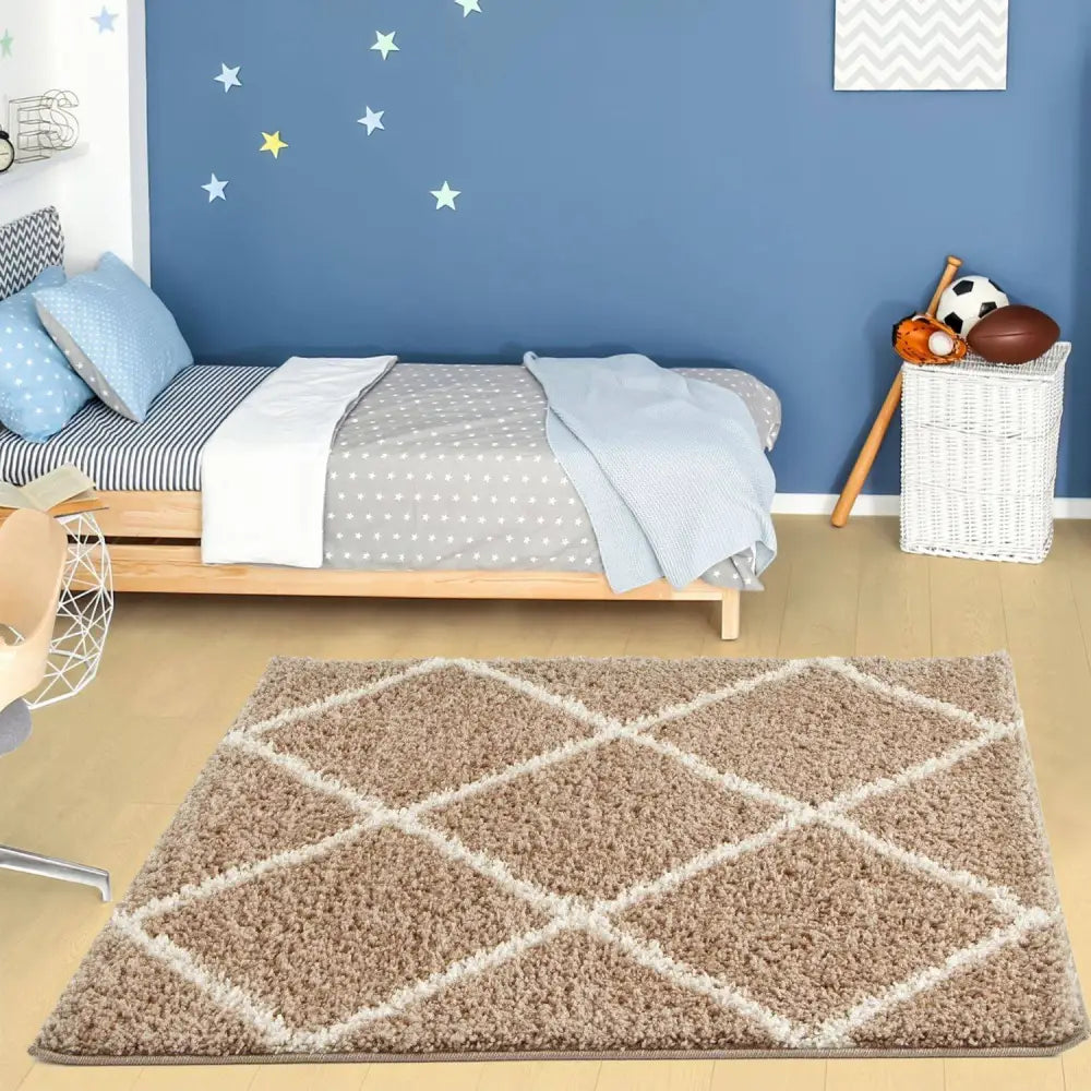 Moroccan Beige Shaggy Rug | 520 - Rugs