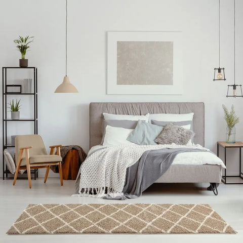 Moroccan Beige Shaggy Rug | 520 - Rugs