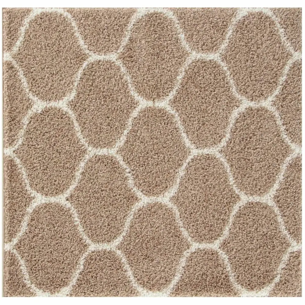 Moroccan Beige Shaggy Rug | 620 - 120X120 cm - Rugs