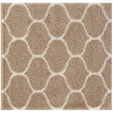 Moroccan Beige Shaggy Rug | 620 - 120X120 cm - Rugs
