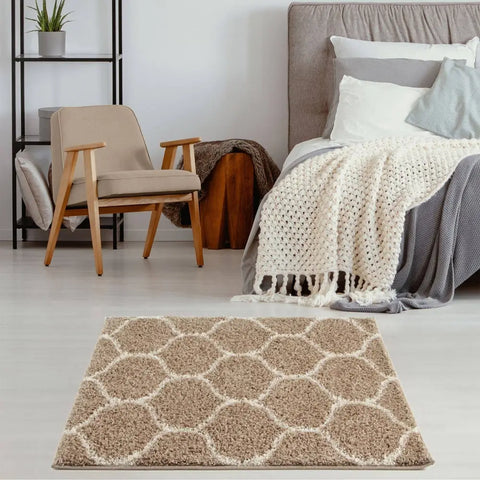 Moroccan Beige Shaggy Rug | 620 - Rugs