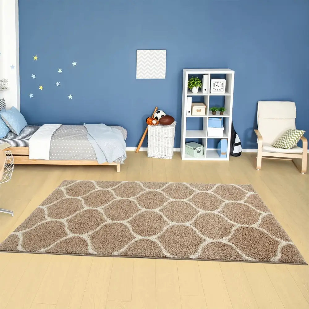 Moroccan Beige Shaggy Rug | 620 - Rugs