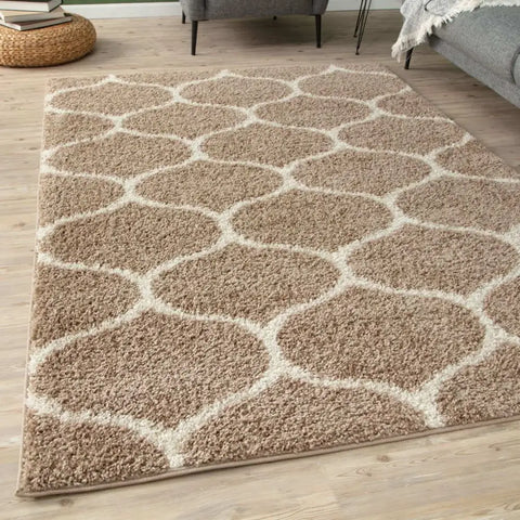 Moroccan Beige Shaggy Rug | 620 - Rugs