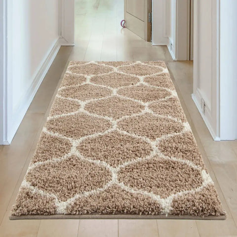 Moroccan Beige Shaggy Rug | 620 - Rugs