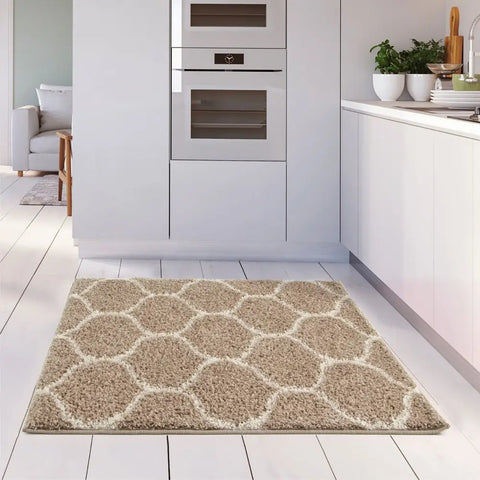 Moroccan Beige Shaggy Rug | 620 - Rugs