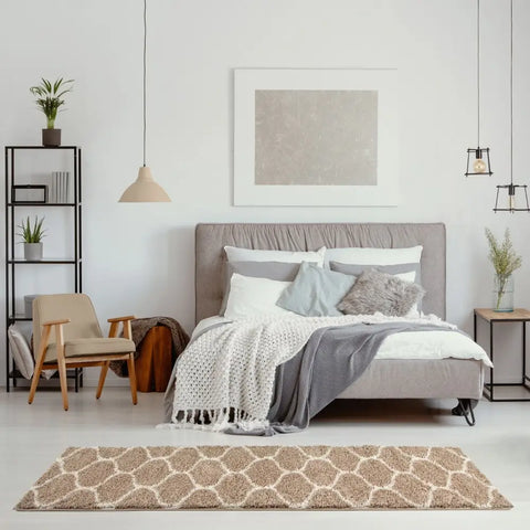 Moroccan Beige Shaggy Rug | 620 - Rugs