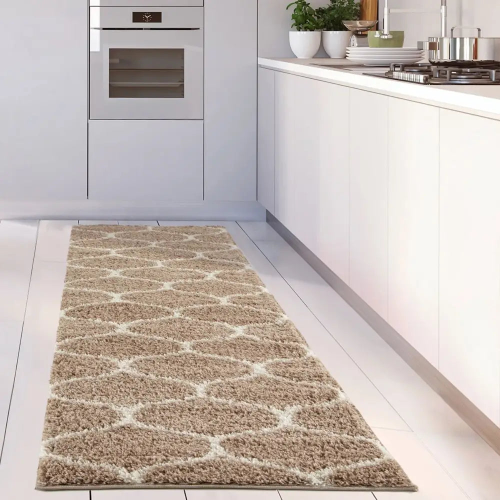 Moroccan Beige Shaggy Rug | 620 - Rugs