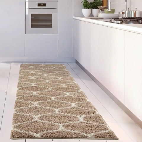 Moroccan Beige Shaggy Rug | 620 - Rugs