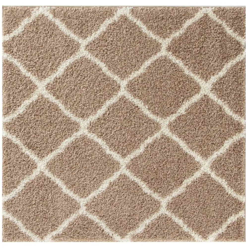 Moroccan Beige Shaggy Rug | 720 - 120X120 cm - Rugs