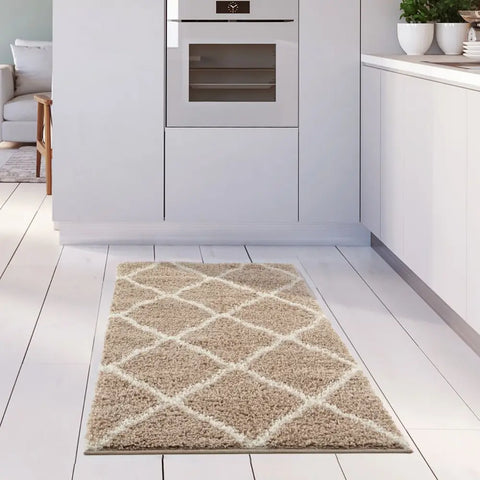 Moroccan Beige Shaggy Rug | 720 - Rugs