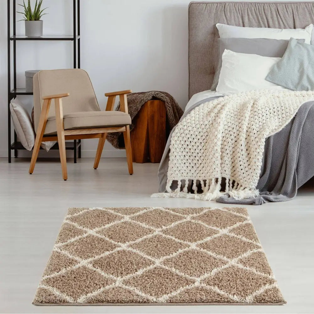 Moroccan Beige Shaggy Rug | 720 - Rugs