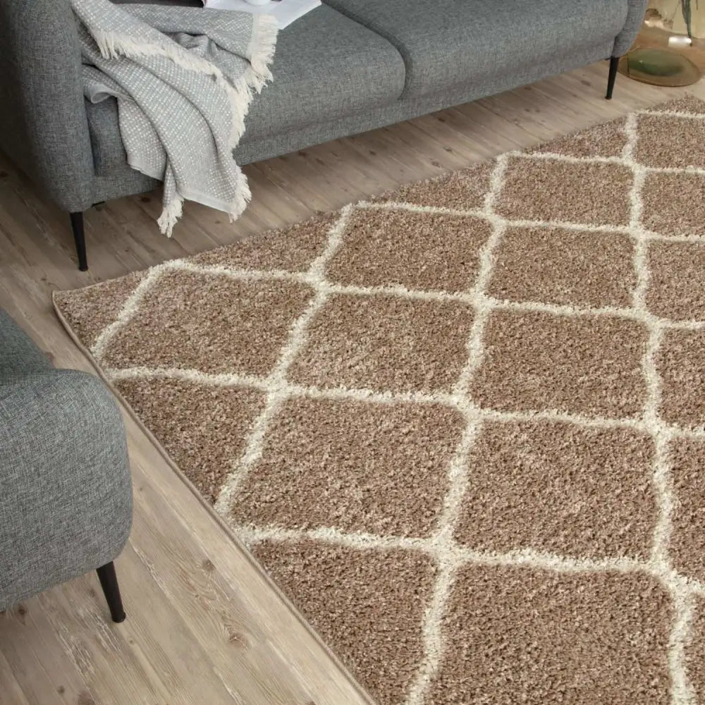 Moroccan Beige Shaggy Rug | 720 - Rugs
