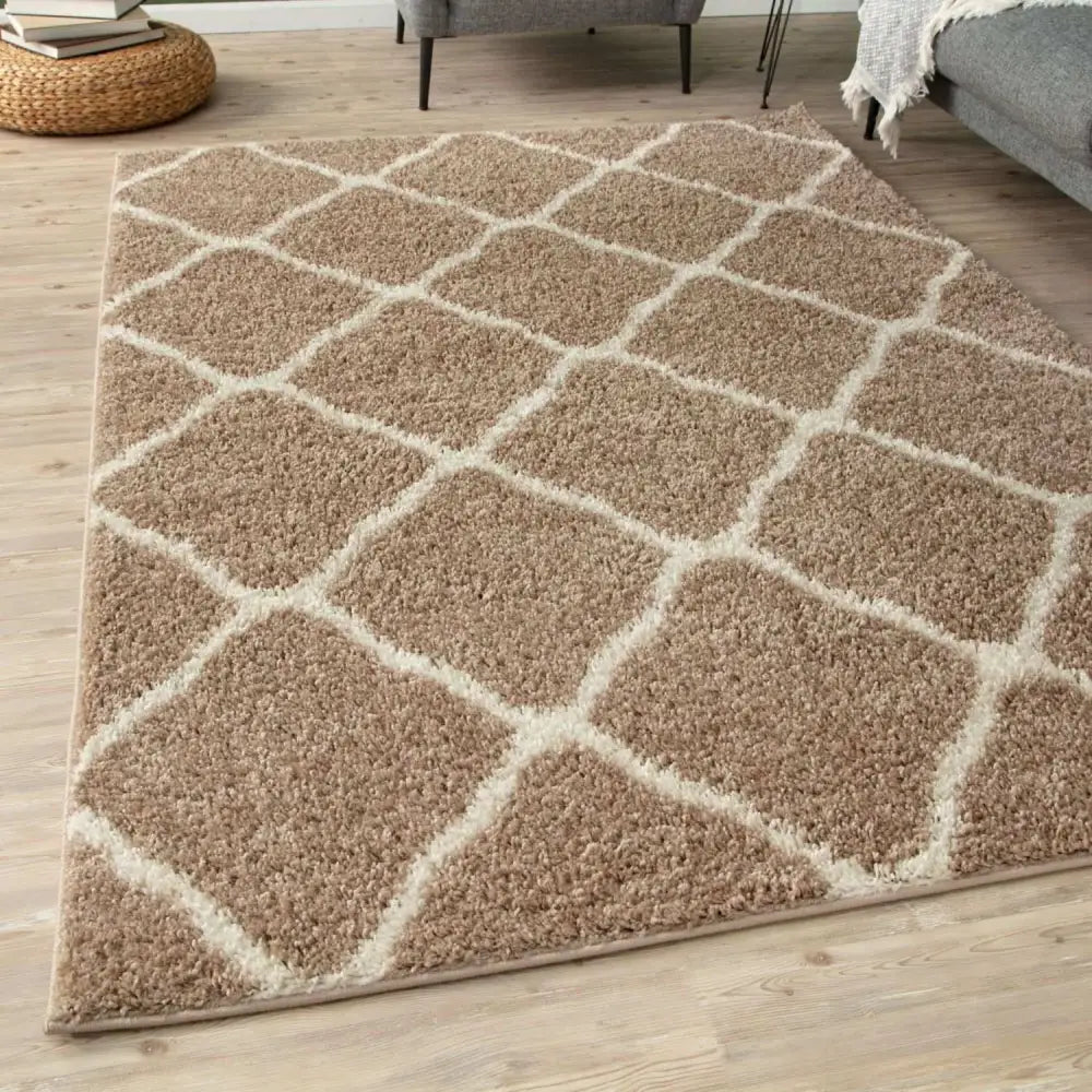 Moroccan Beige Shaggy Rug | 720 - Rugs
