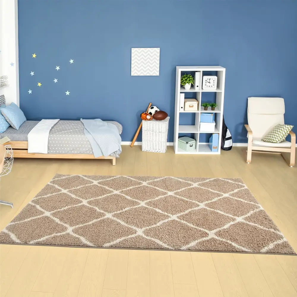 Moroccan Beige Shaggy Rug | 720 - Rugs