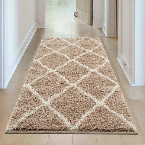 Moroccan Beige Shaggy Rug | 720 - Rugs