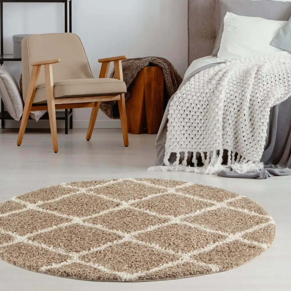 Moroccan Beige Shaggy Rug | 720 - Rugs