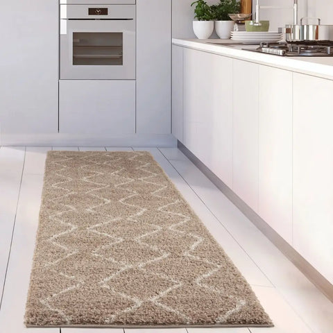 Moroccan Beige Shaggy Rug | 820 - Rugs