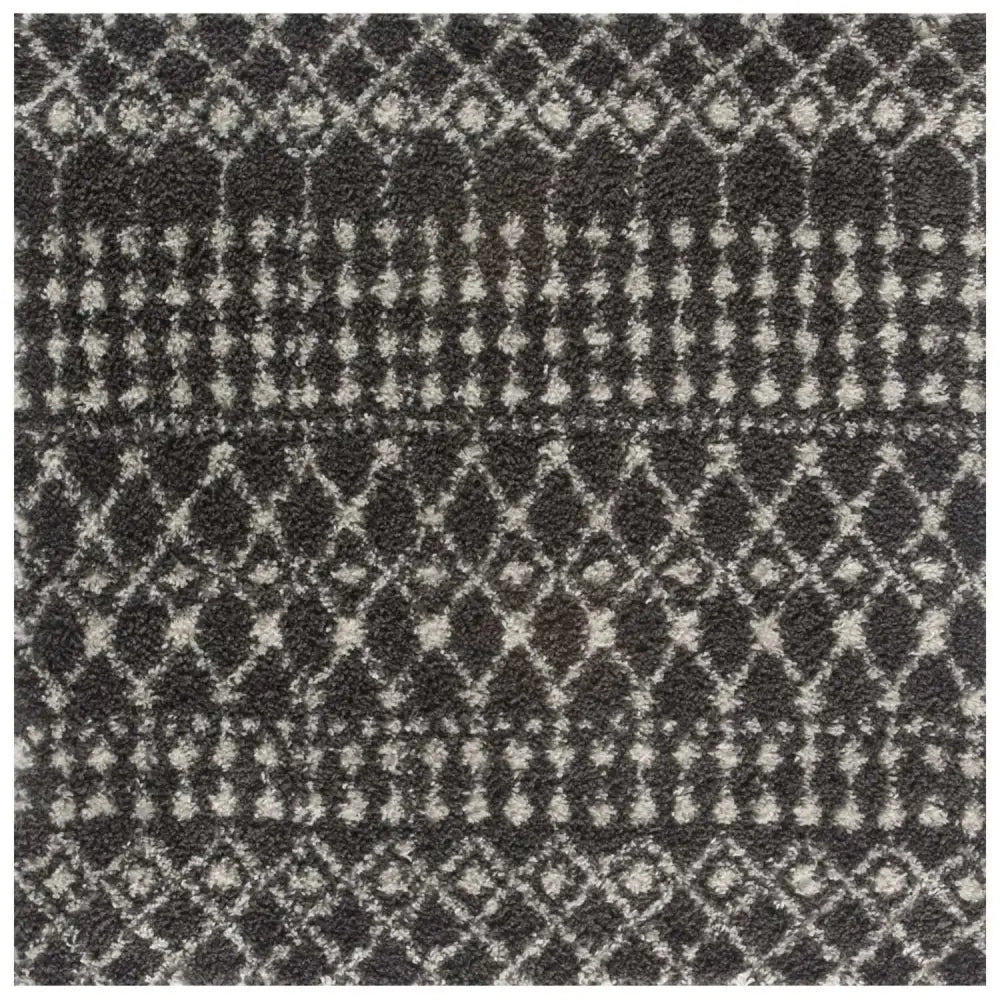 Moroccan Dark Grey Shaggy Rug | 1040 - 120X120 cm - Rugs